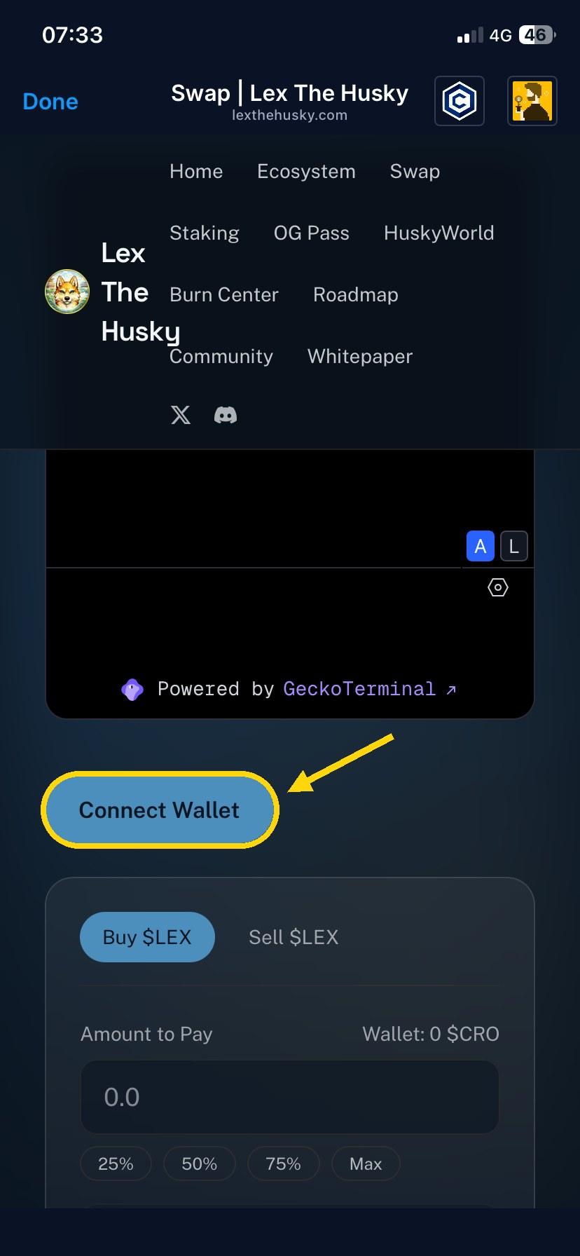 Tap Connect Wallet.